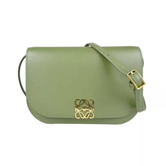 Auth LOEWE GOYA Small Crossbody Shoulder Bag Khaki Leather/Goldtone - z4089 - Picture 1 of 12